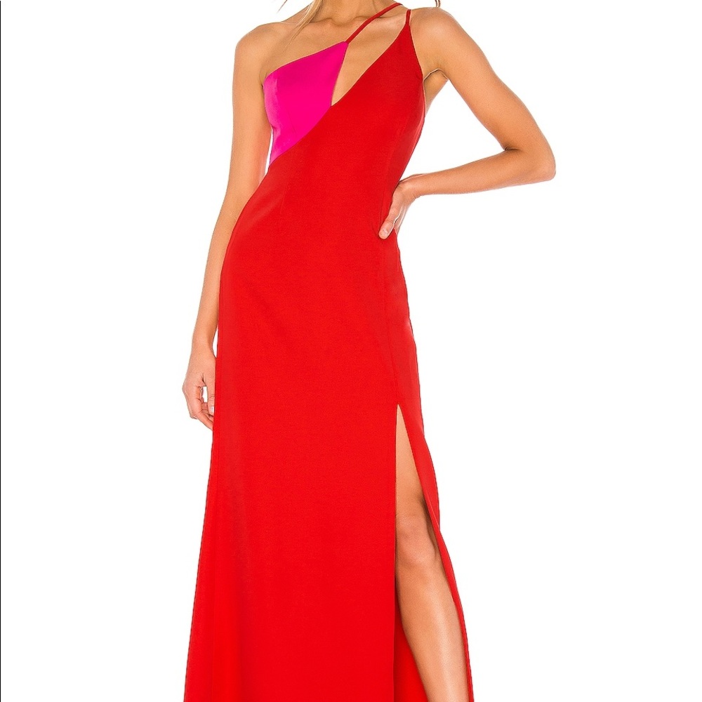 BCBGMAXAZRIA One shoulder colorblock dress